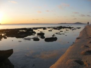 Sunset over Two Islands sub-group, Three Islands Group National Park. 
