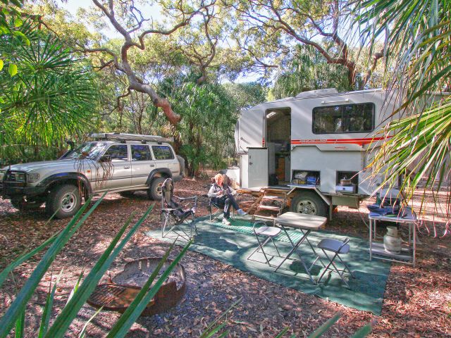 Relax in shady camp sites at Wreck Rock camping area.