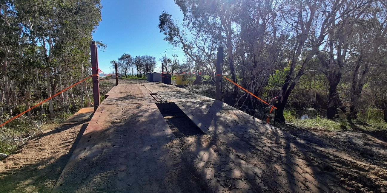 Bridge over a body of water.