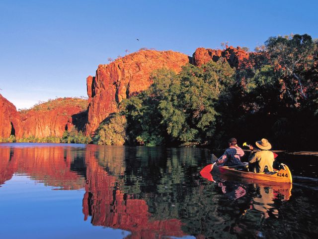 Photo of Pre-flooding event (2023). Dip a paddle into the glassy emerald waters at Lawn Hill Gorge.
