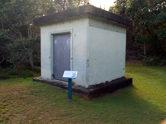 The Honeymoon Bay track passes a WWII concrete magazine that once stored ammunition for troops stationed at North Point.