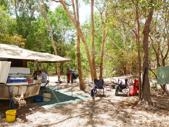 Set up camp at Melaleuca Waterhole camping area.