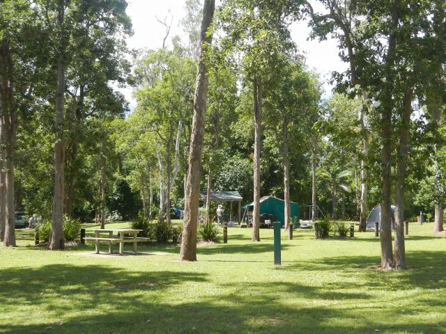 Most camp sites are pleasantly-shaded at Broadwater camping area.