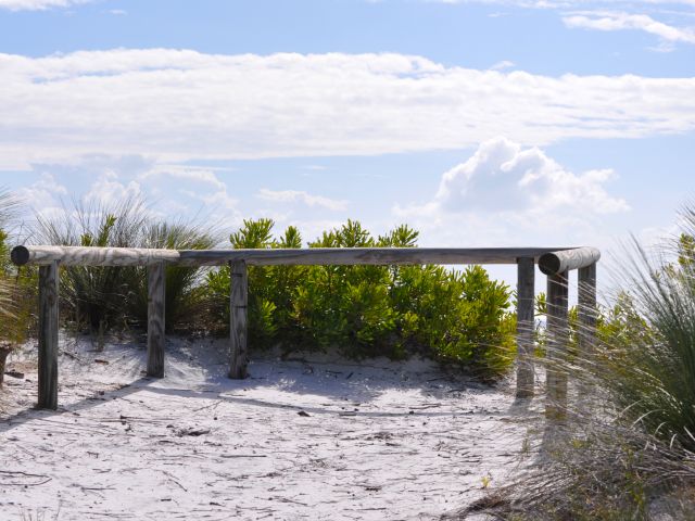 Five Hills lookout is at the top of a large sand dune.
