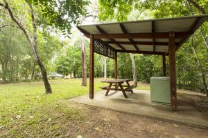 Shelter shed and picnic table at Jourama Falls day-use area