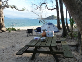 Camping on Coombe Island. 