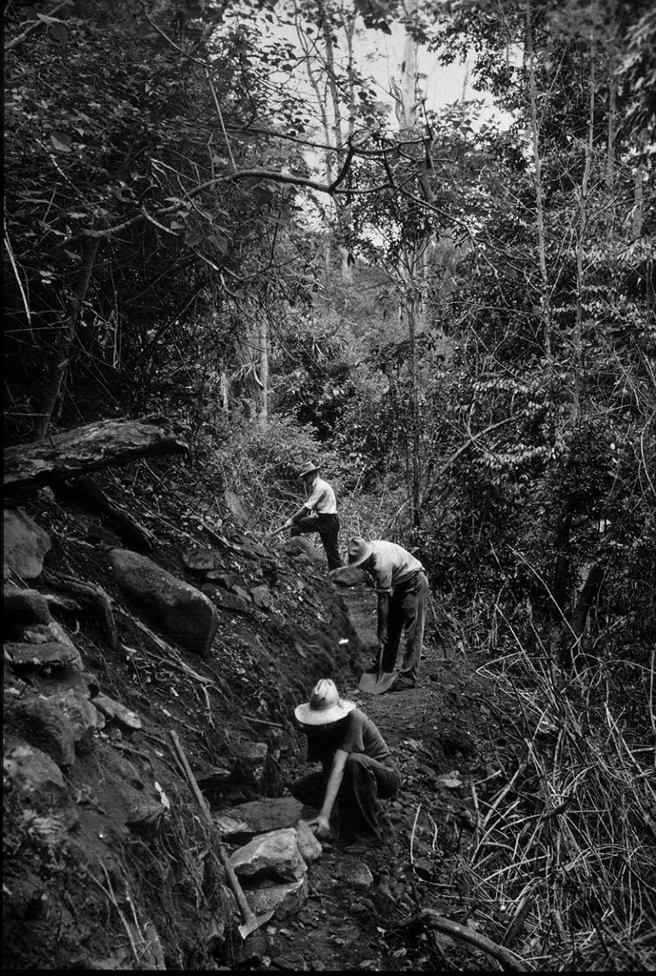 Some of the track construction techniques required particular skills such as stone pitching.
