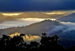 Dawn over the Conondale Range from Mount Allan fire tower. 