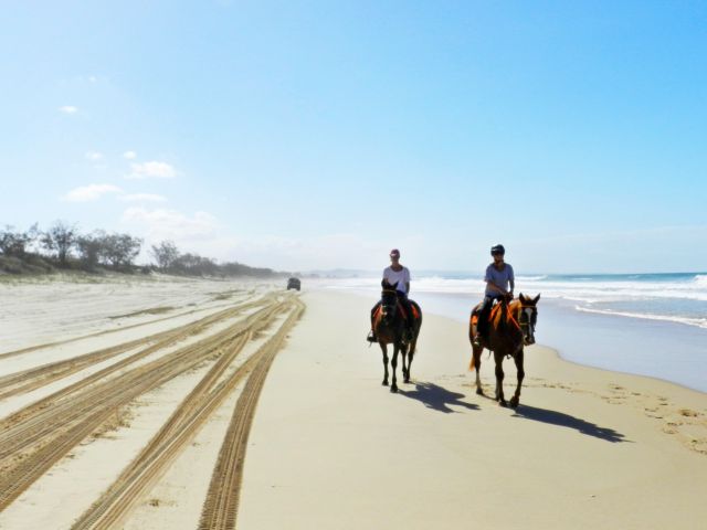 The long white beaches on Inskip Peninsula are popular for a variety of recreational experiences.