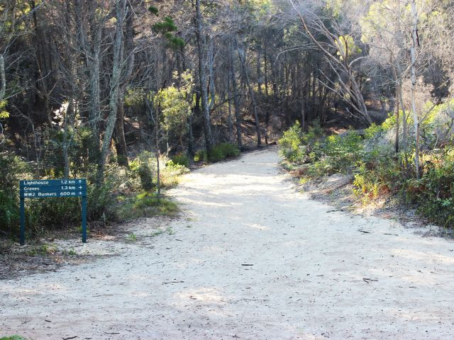 Pace yourself on the uphill track from the beach to the lighthouse.