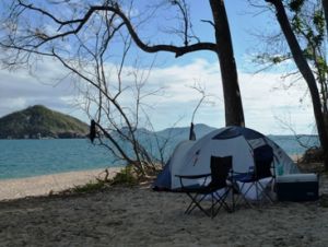 Camping on Coombe Island. 