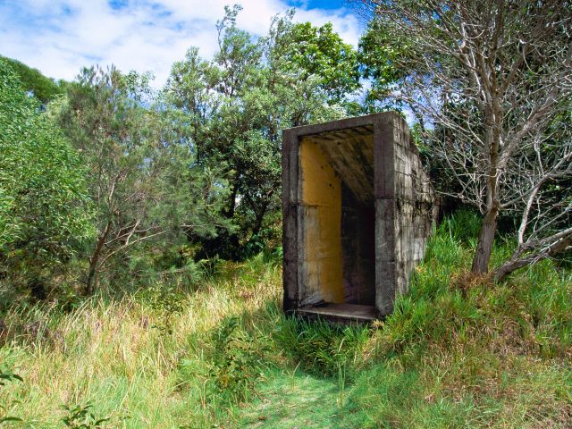 WWII coastal defence system ruins on the Rous Battery track.