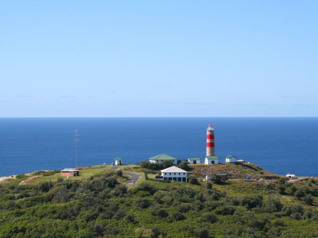 Aerial view of Cape Moreton Lighthouse, information centre and ranger base.
