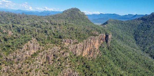 Aerial view of escarpment at Main Range NP