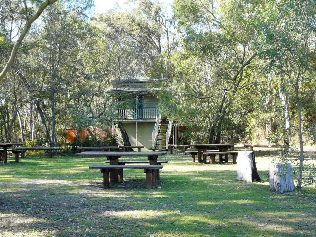 There's toilets and picnic tables at this shady spot.