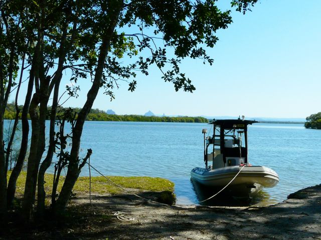 Pull up your boat at your camp site.