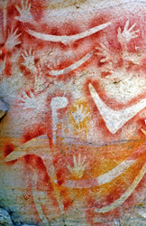 Image of the ochre stencils at Carnarvon are some of the finest examples of this type of Aboriginal imagery in Australia.