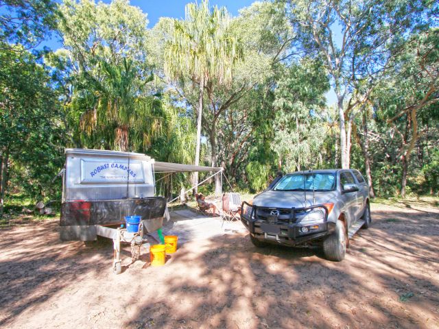 Set up camp in the shady sites behind the foredunes at Middle Rock camping area.