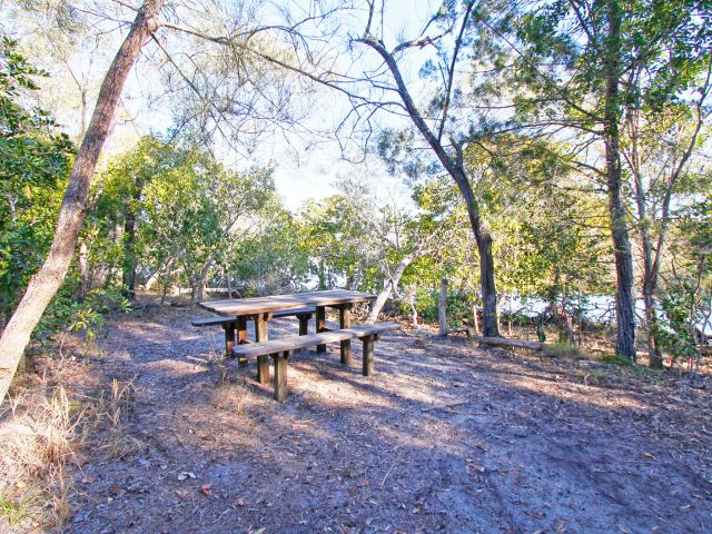 Photo of a picnic table which are provided at Theodolite Creek day-use area.