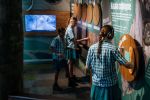 Photo of school children interacting with educational displays about finding koalas in the wild.