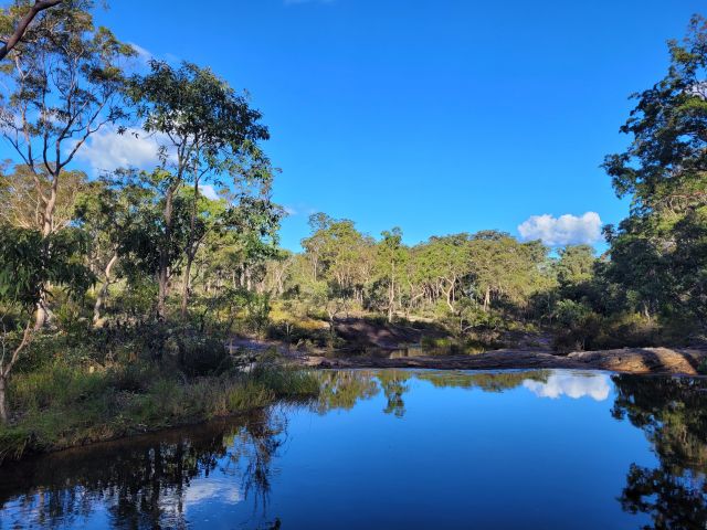 Tranquil pools of Mimosa Creek opposite Munall camping area