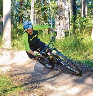 Rider on Milk Maid trail. 