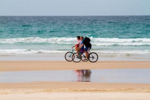 Cycling is a great way to get around and see the sites of Minjerribah. 