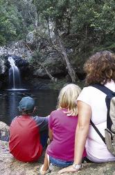 Image of people relaxing by the rockpools, Kondalilla National Park.