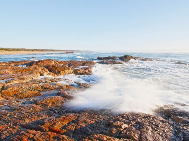 Explore the picturesque rock pools off Wreck Rock.