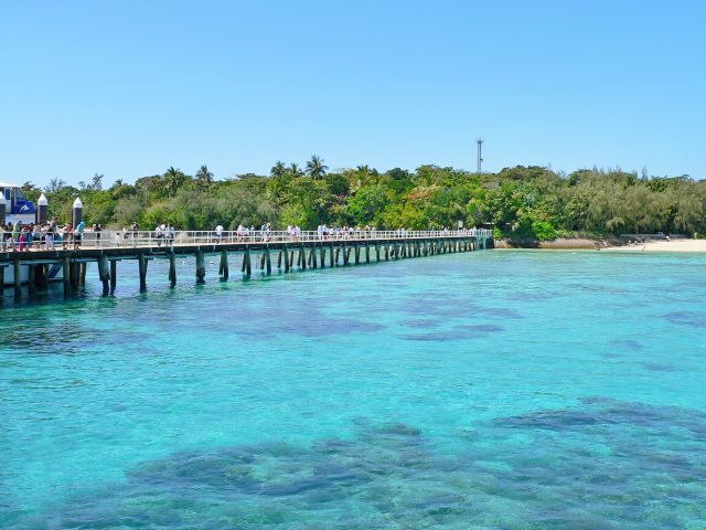 Visitors arrive on the jetty, as they have done for nearly 100 years, on this popular island.