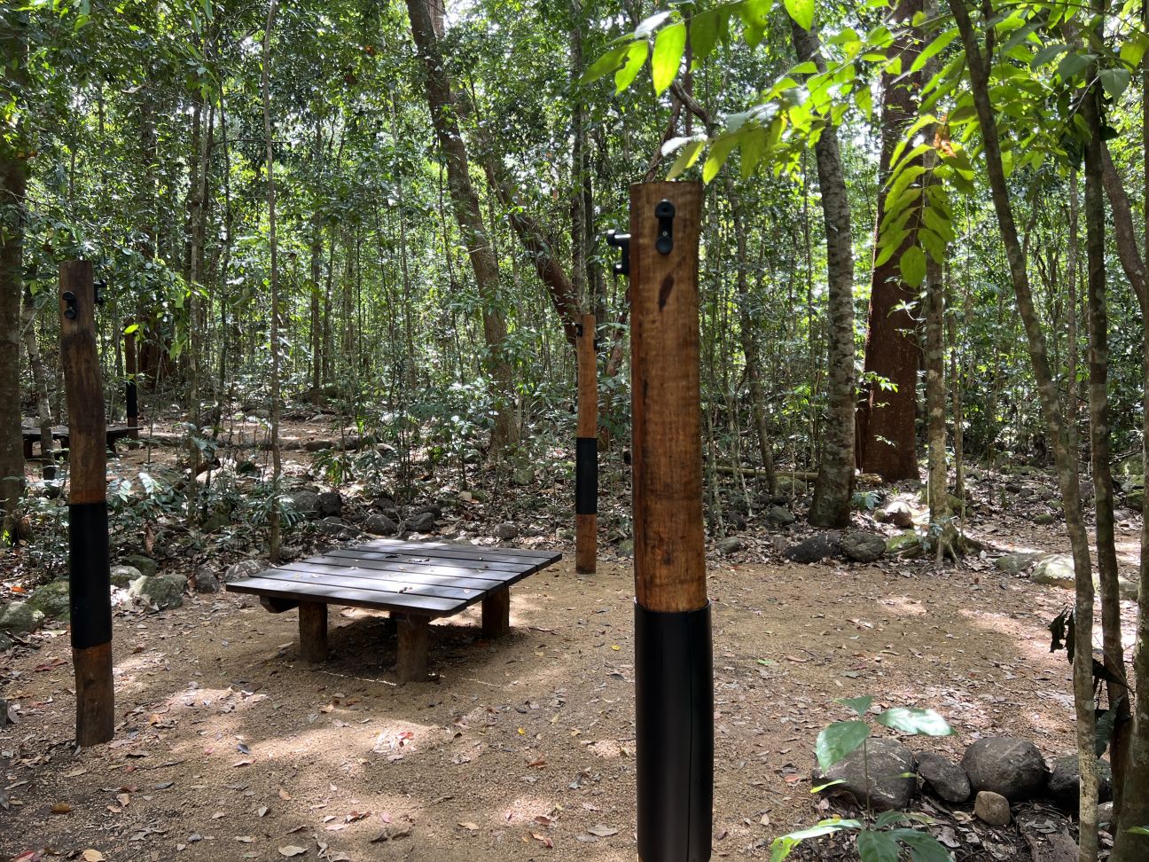 An independent hiker camp site at Mulligan Falls camping area after works were completed.