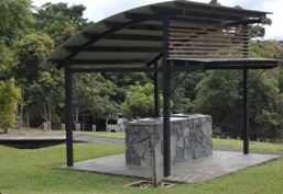 A gas barbecue is provided for campers. 