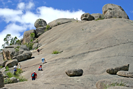 Image of people walking up The Pyramid. 