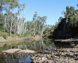 The Marble waterhole is a feature on the Razorback track—accessible by high-clearance 4WD vehicle in dry conditions only.