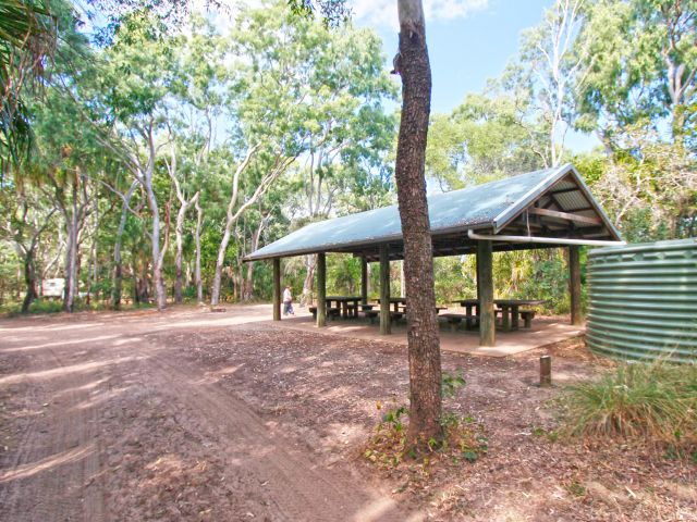 Enjoy a picnic at the communal shelter shed at Eurimbula Creek camping area.
