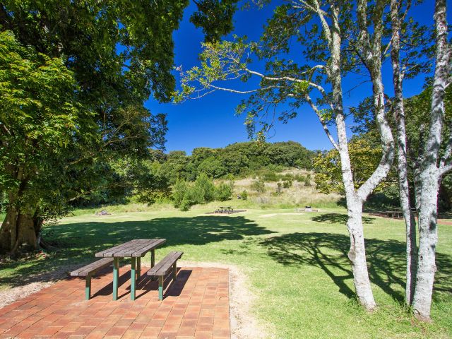 Set up at one of the picnic tables or lay out your picnic blanket in the shade.