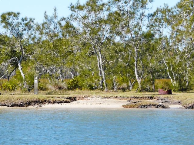The camping area is on the western side of Bribie Island.