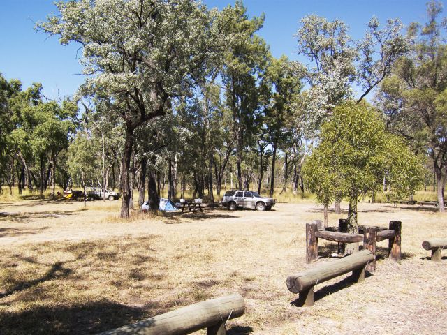 Set up camp in the Nogoa River camping area.