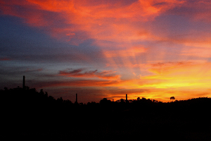 Image of the sunset over the Chillagoe smelters.