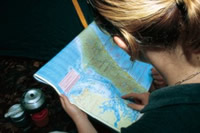 Image of a lady planning her walk.