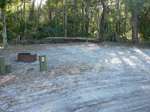 The camp sites are spread along the eastern beach.