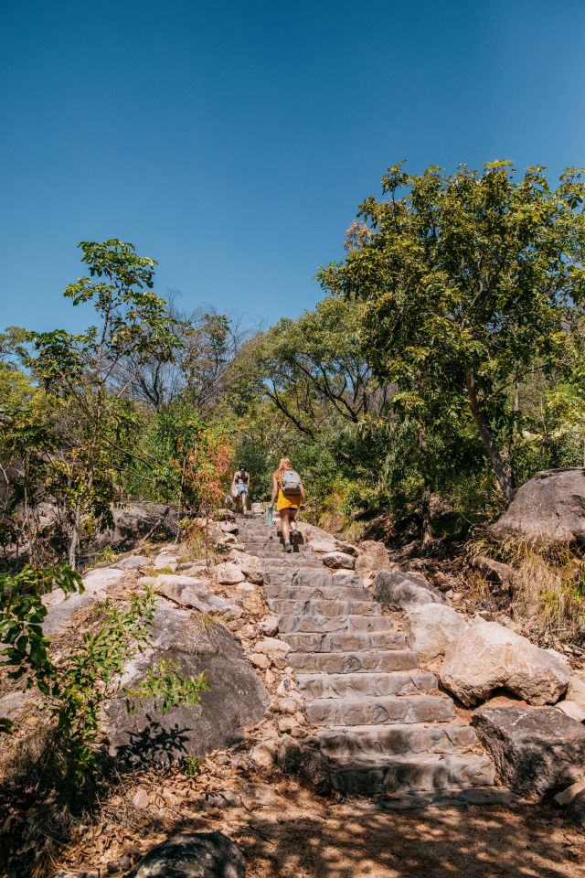 This walking track is steep with many steps. 