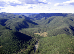 The Severn River winds its way through mountainous trap rock country. 