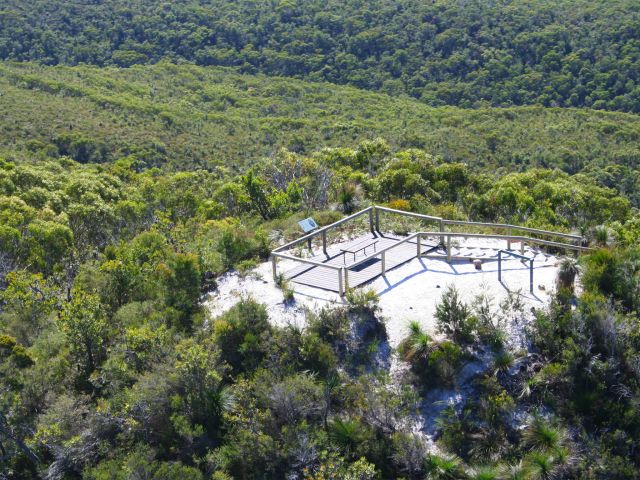 Aerial view of the lookout on top of Mount Tempest.