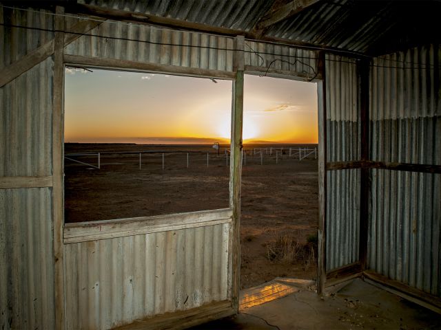 Early morning light from the original homestead laundry.