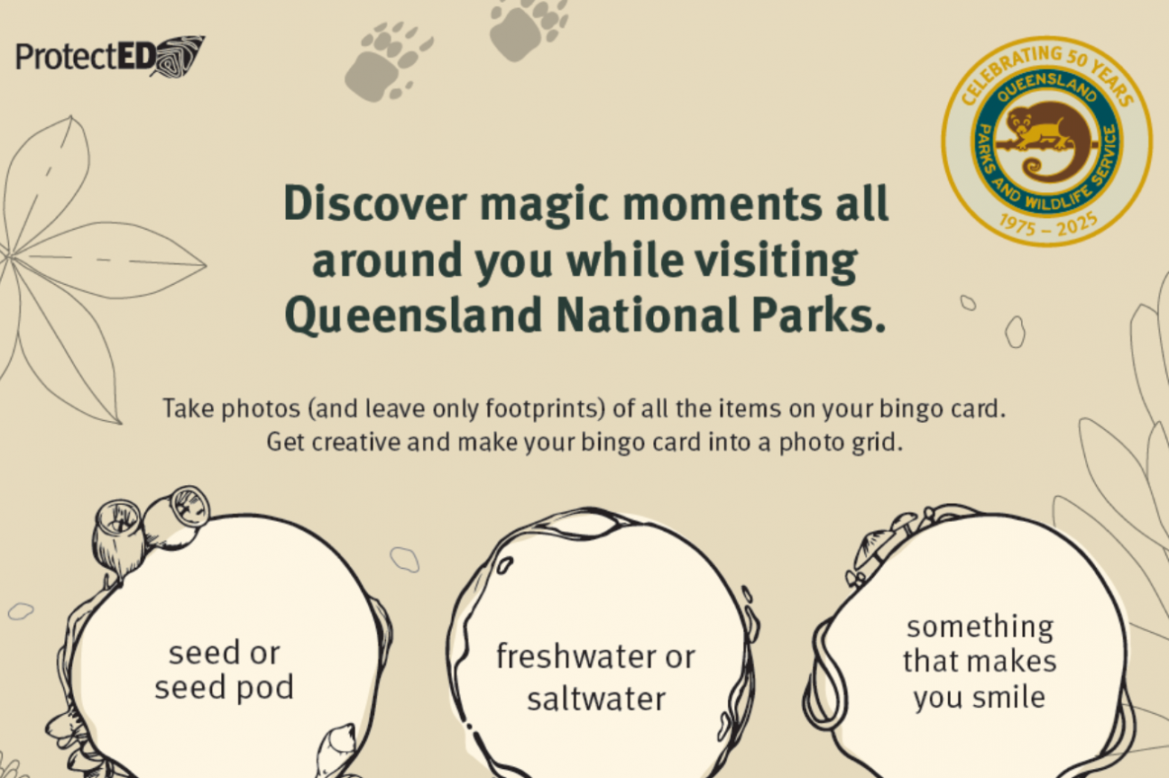 snippet of nature bingo card