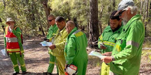 Fire staff overseeing burning activites