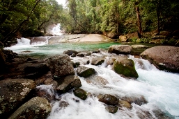 Water cascades down the falls with powerful, sometimes deadly, force. 