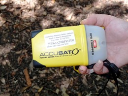 Image of a personal locator beacon which can alert rescue authorities that you are in distress and aid their search in locating you.