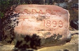 Image of a carved rock on Apia Spit, Flinders Island.